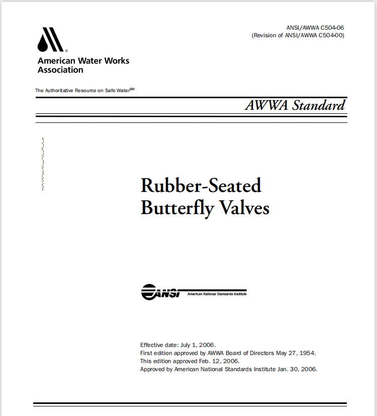 ANSI AWWA C504 2006 Rubber Seated Butterfly Valves